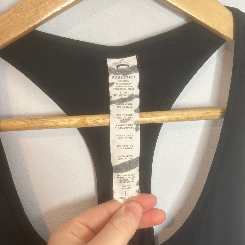Fabletics Reflective Black Striped Racerback Tank Top Large - Picture 4 of 6